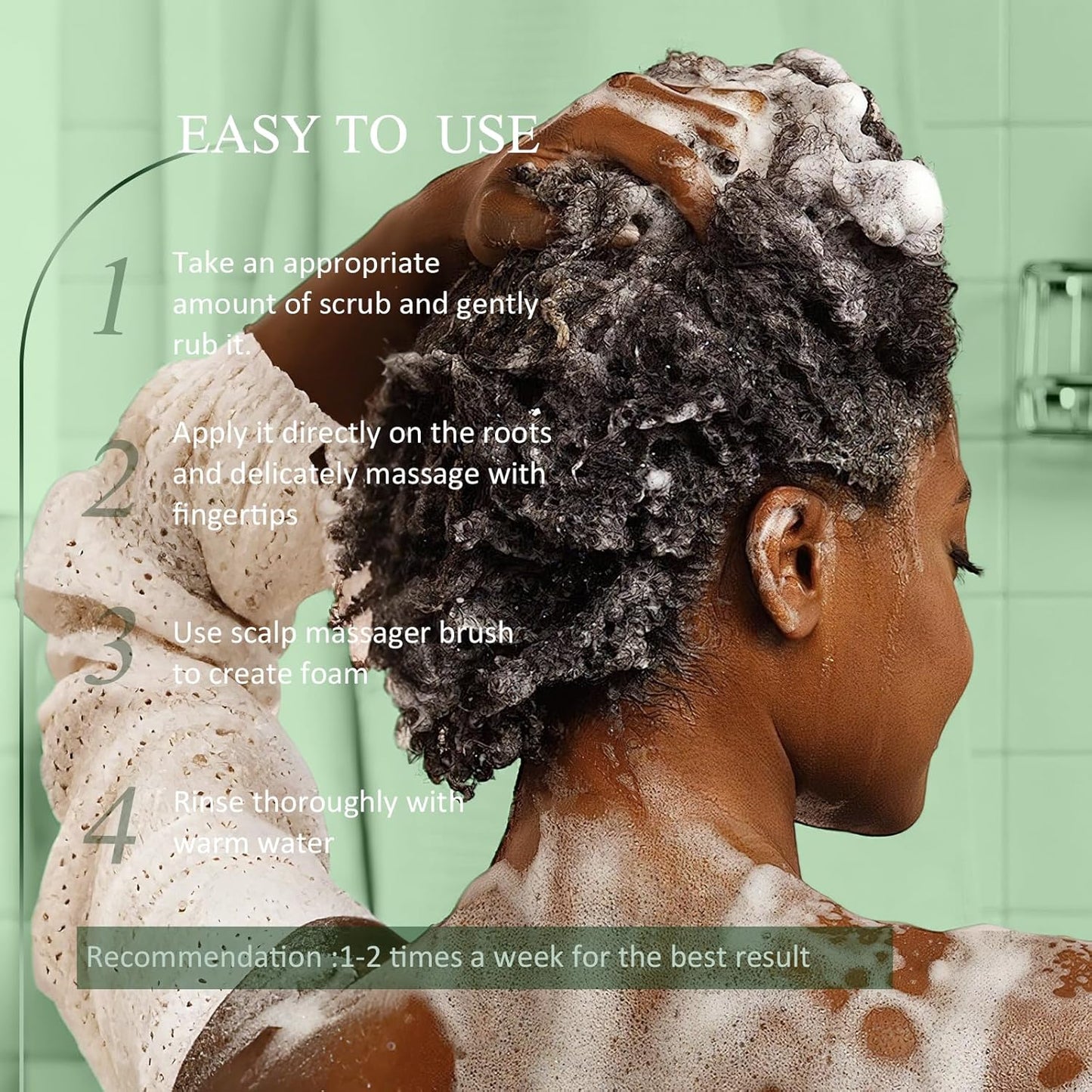 Scalp Scrub, Tea Tree & Coconut Oil Exfoliator Scrub for Itchy Scalp, Anti-Dandruff Detox Clarifying Exfoliator Shampoo with Sea Salt, Scalp Treatment with Scalp Scrubber