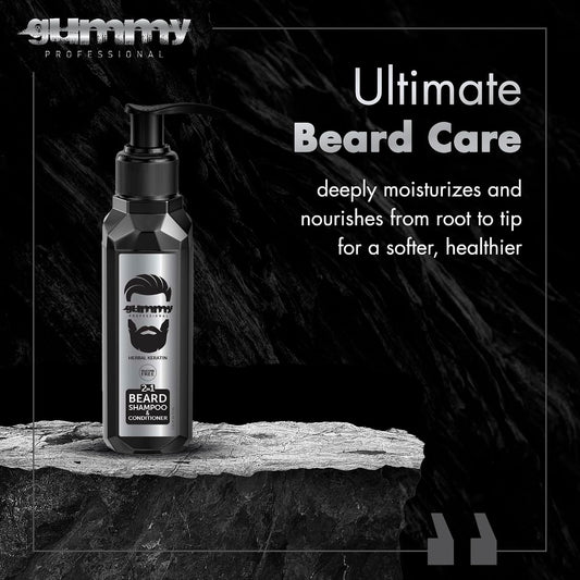 Professional 2-In-1 Beard Shampoo & Conditioner with Herbal Keratin – Cleansing & Moisturizing Beard Wash for Daily Grooming – Rinses Clean with No Heavy Residue for All Beard Types – 250 Ml