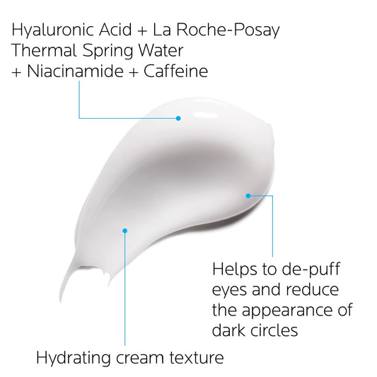 La Roche-Posay Hydraphase Intense Hyaluronic Acid Eyes, Reduces under Eye Bags and Puffiness with Plumping Hydration, 0.5 Fl Oz