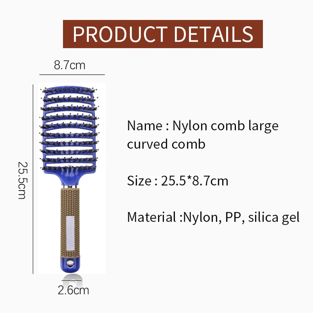 Ultimate Detangling Hair Brush - Bristle & Nylon Combo for Curly Hair, Wet Massage & Salon-Quality Styling Tools