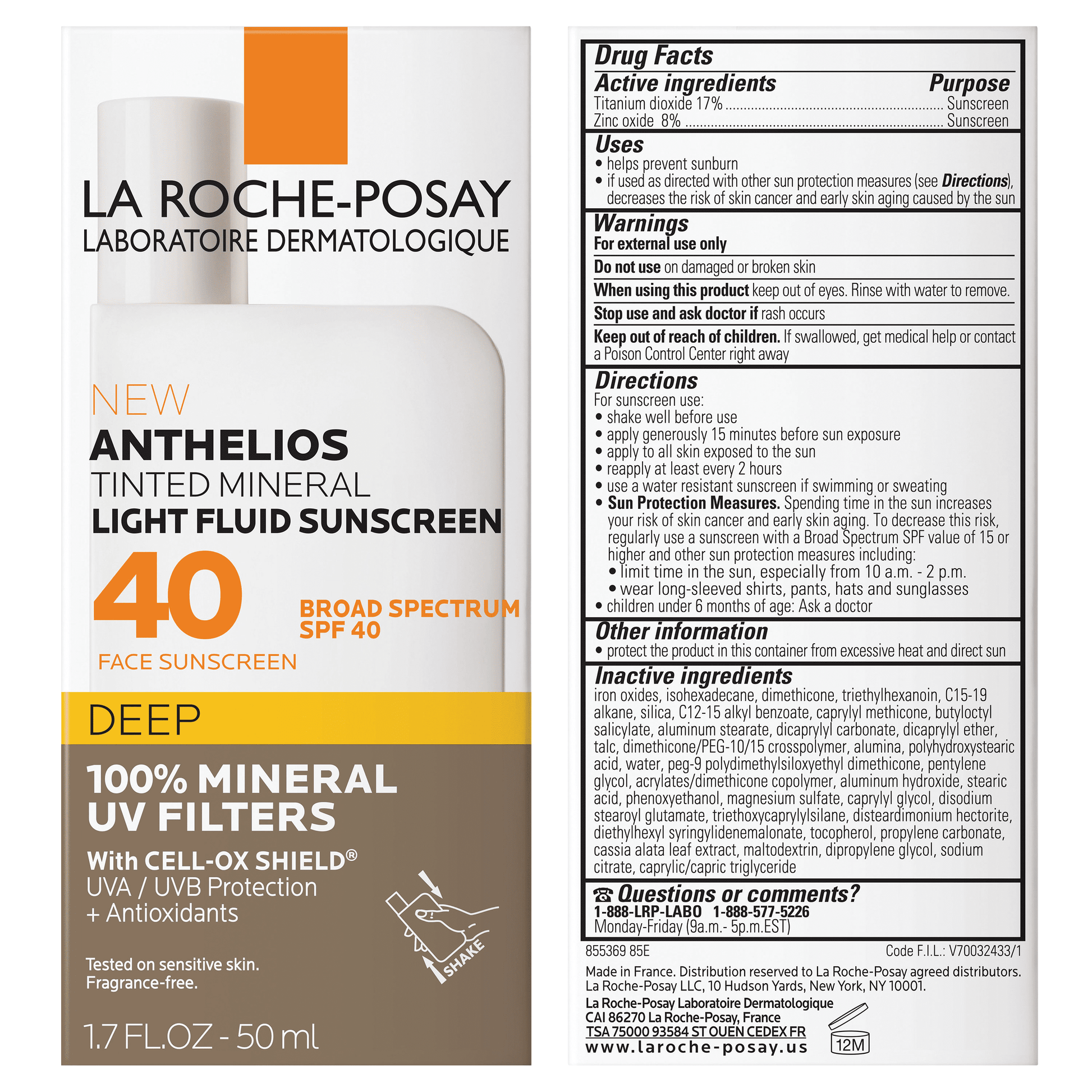 Anthelios Tinted Sunscreen SPF 40 - Deep - 1.7 Fl Oz