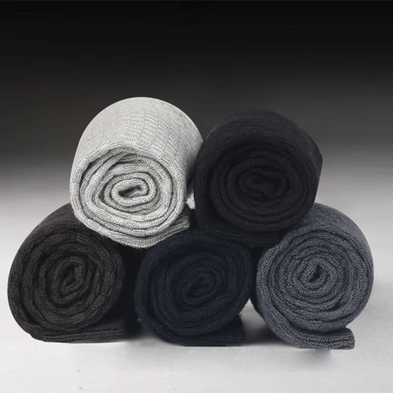 Men's Bamboo Fiber Compression Socks - 10 Pairs, Long Black Business Casual Dress Socks, Plus Size 42-45, Perfect Gift for Autumn