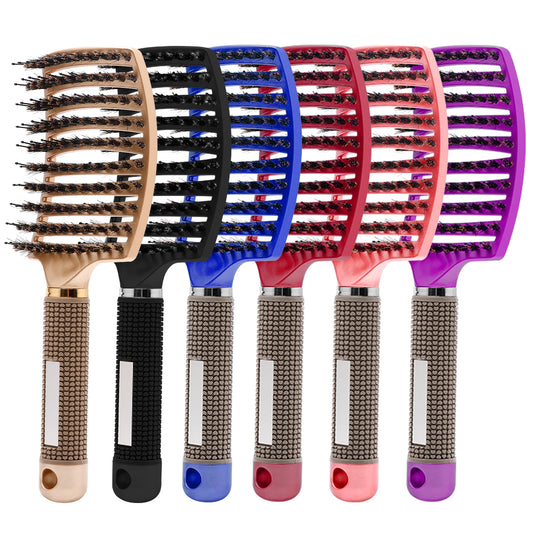 Ultimate Detangling Hair Brush - Bristle & Nylon Combo for Curly Hair, Wet Massage & Salon-Quality Styling Tools