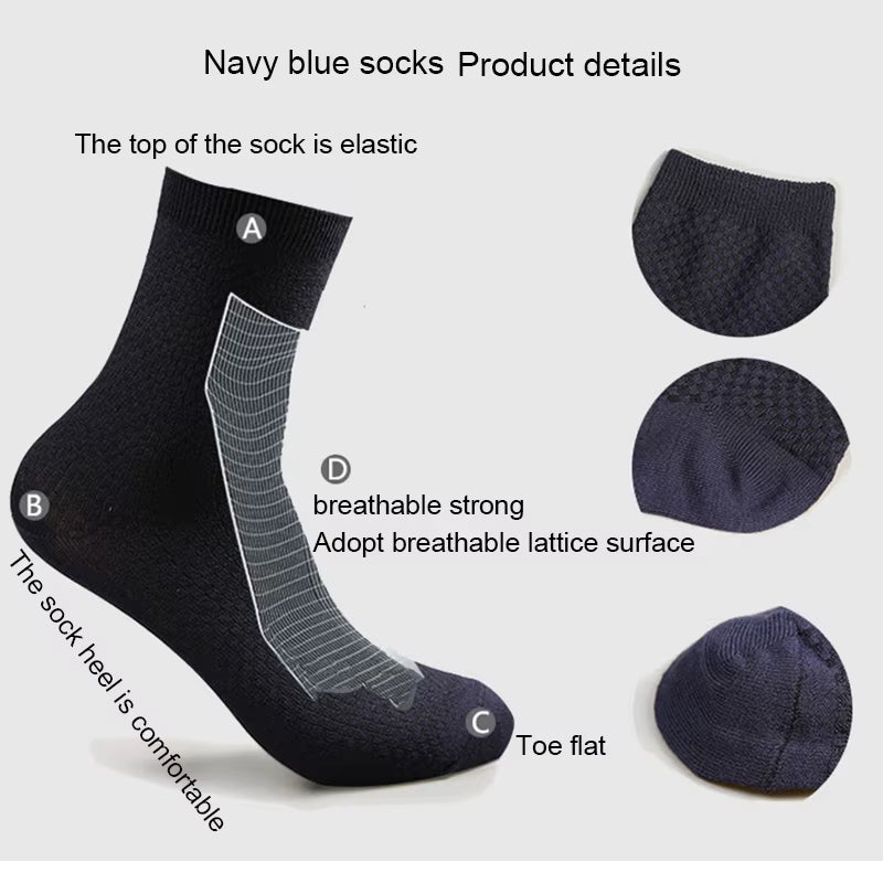 Men's Bamboo Fiber Compression Socks - 10 Pairs, Long Black Business Casual Dress Socks, Plus Size 42-45, Perfect Gift for Autumn