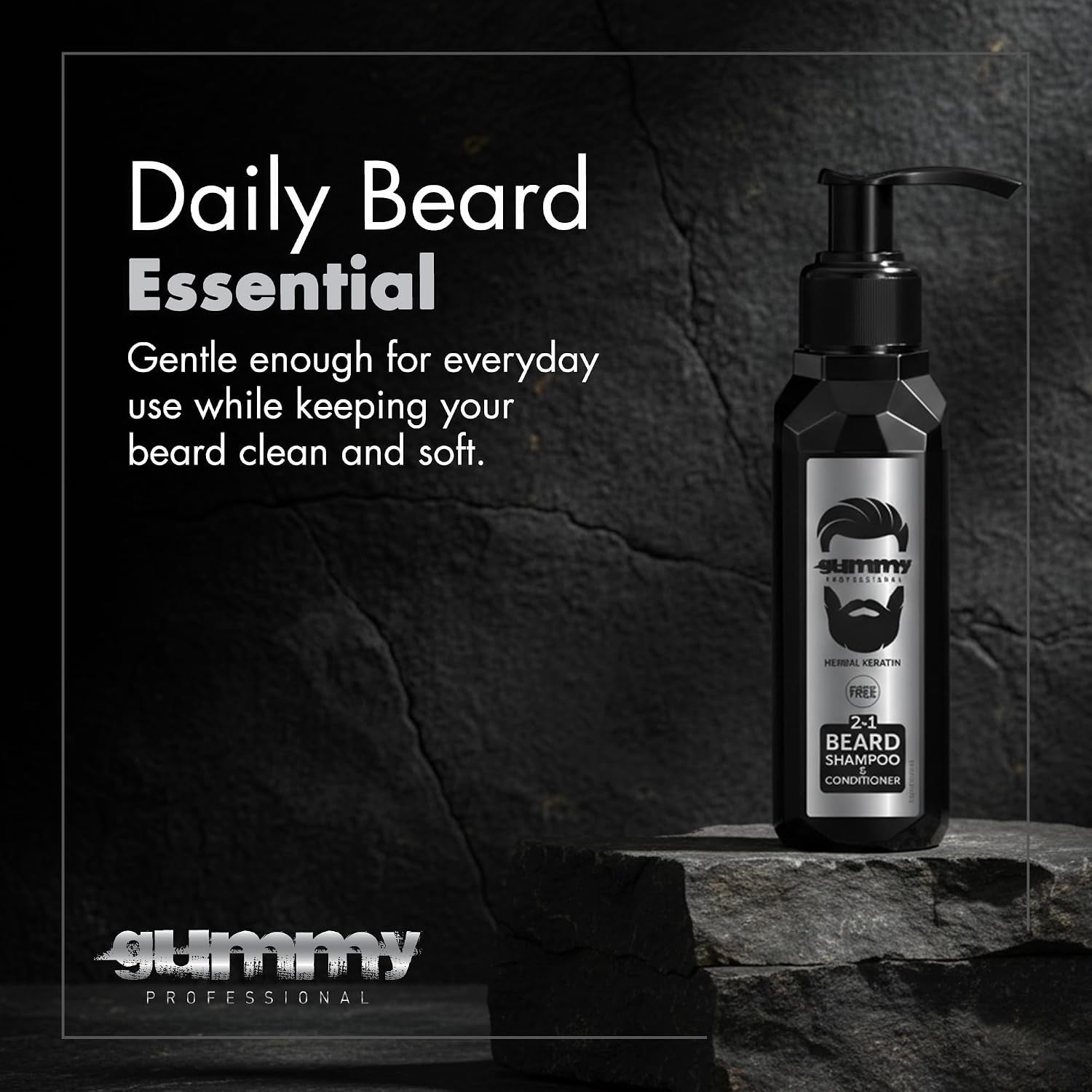 Professional 2-In-1 Beard Shampoo & Conditioner with Herbal Keratin – Cleansing & Moisturizing Beard Wash for Daily Grooming – Rinses Clean with No Heavy Residue for All Beard Types – 250 Ml