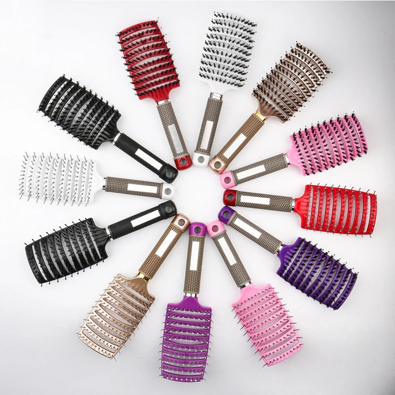 Ultimate Detangling Hair Brush - Bristle & Nylon Combo for Curly Hair, Wet Massage & Salon-Quality Styling Tools