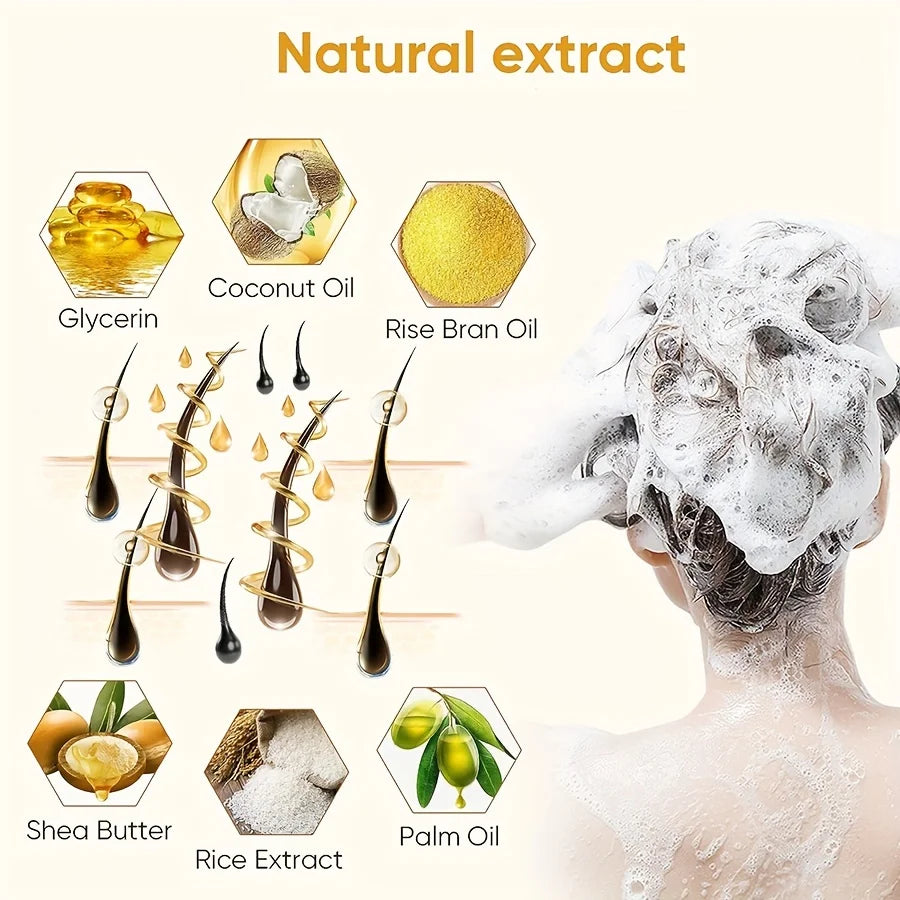 Rice Water Shampoo Bar Soap and Rice Raw Pulp Solid Conditioner for Hair Strengthening, Helps Dry Hair Moisturizing