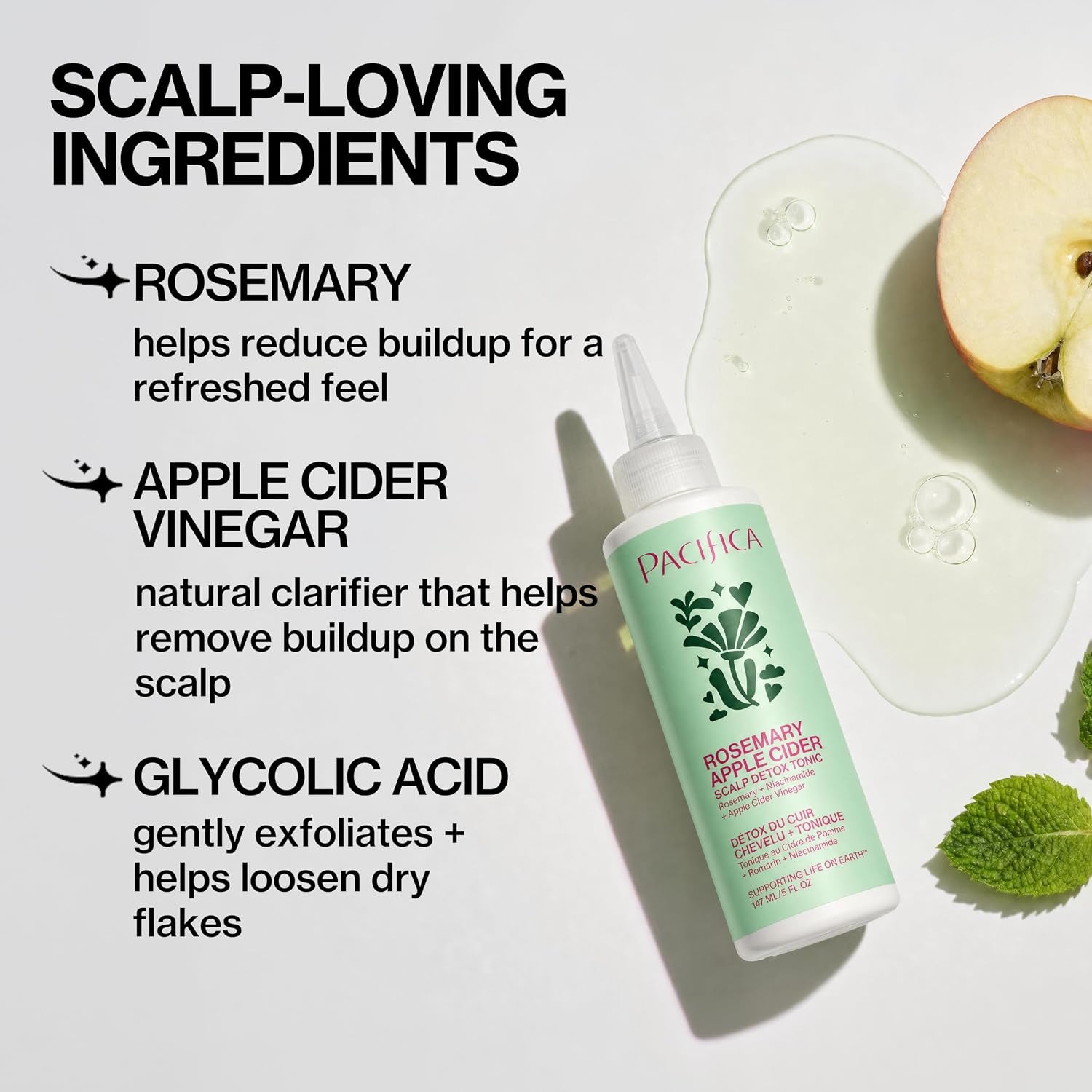 Scalp Detox Tonic – Scalp Exfoliator with Glycolic & Salicylic Acid for Clarifying Build up & Purifying – Infused with Rosemary to Support an Itchy, Dry Head – Vegan & Cruelty-Free – 5 Oz