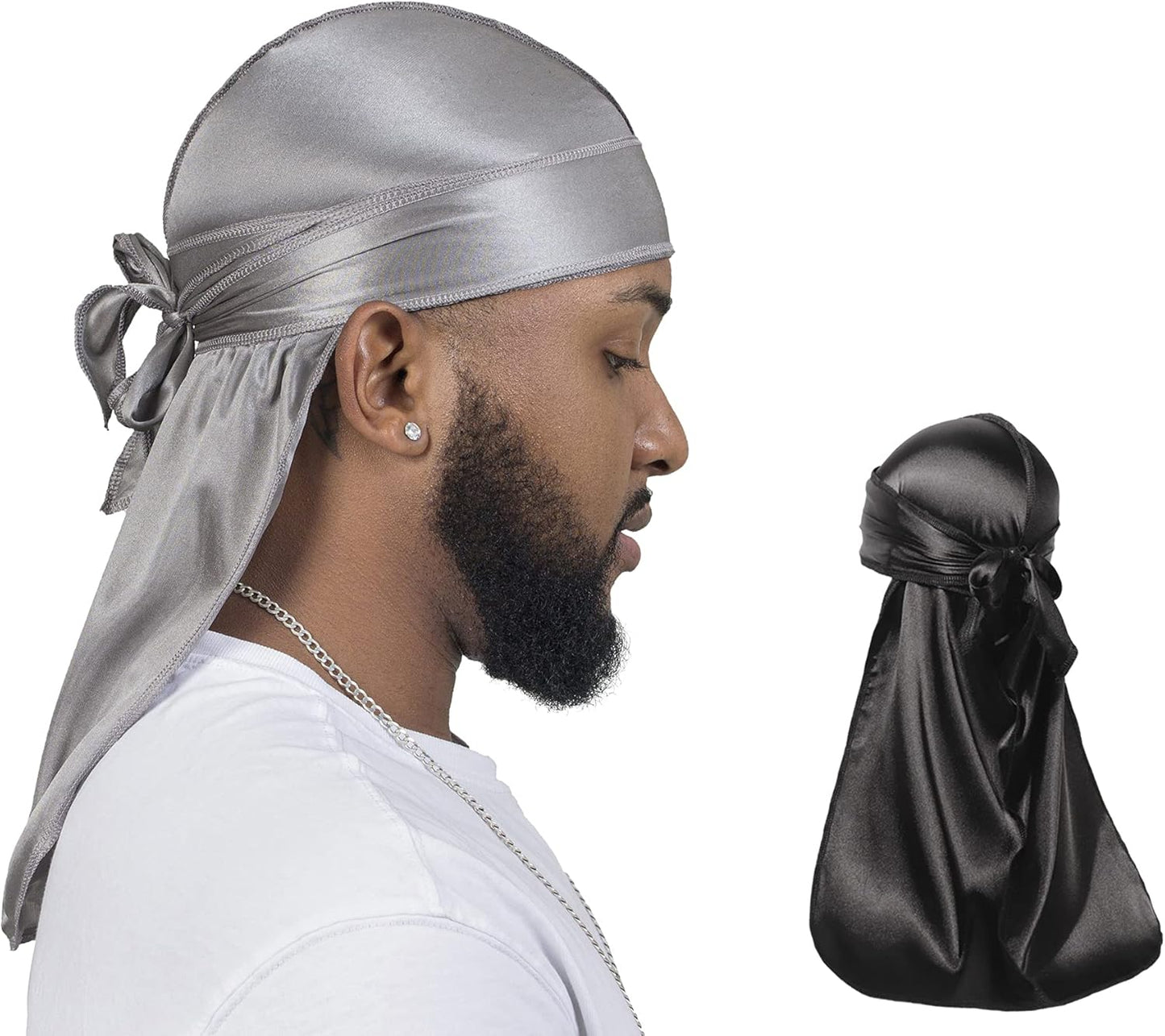 2 Pieces Silky Durag Pack for Men Women Waves, Premium Satin Deluxe Du-Rag