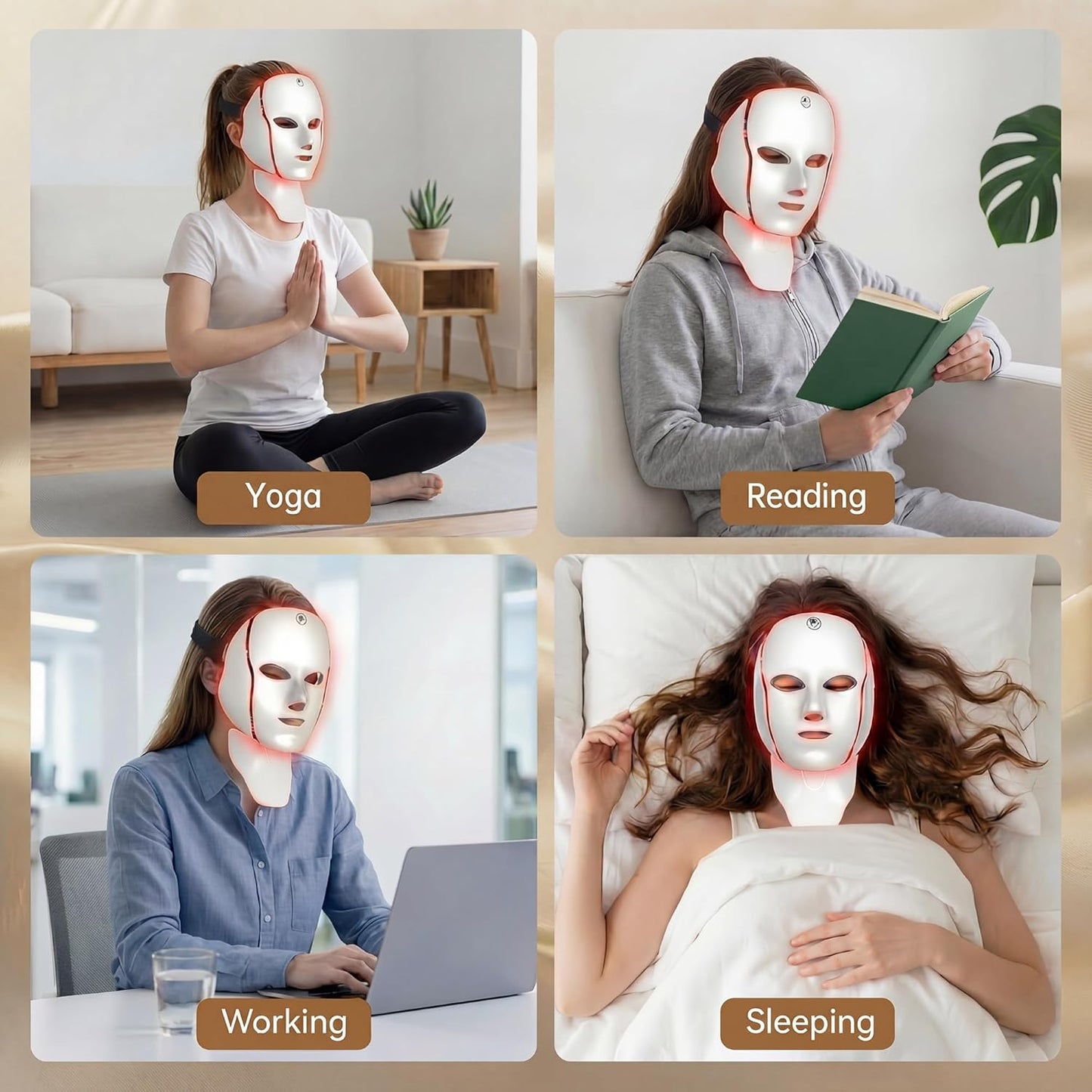 7-Color LED Facial Mask, Red Light Therapy for Face and Neck, At-Home Beauty Device