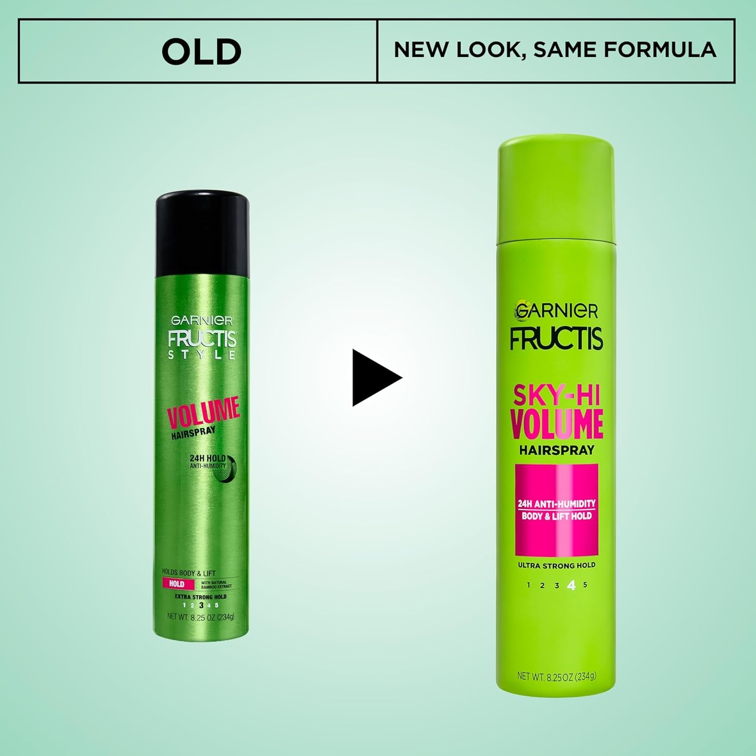 Garnier Fructis Sky-Hi Volume Hairspray, Anti-Humidity Volumizing Spray with Bamboo Extract, Provides 24-Hour of Flexible Hold and Frizz Control, 8.25 Oz, 2 Count (Packaging May Vary)