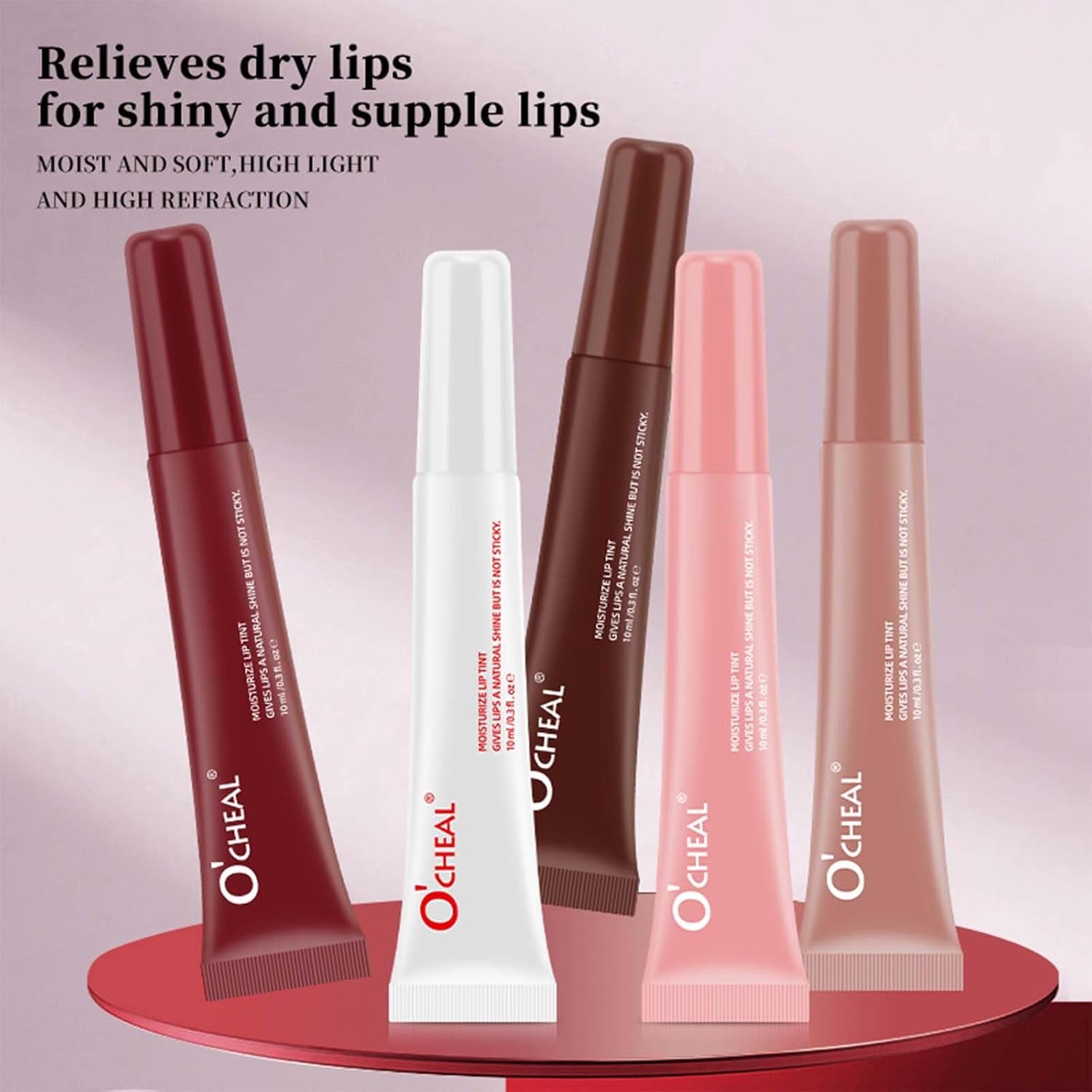 5 Color Jelly Lip Gloss Set,Moisturizing Peptide Lip Tint Pink Jelly Lip Gloss,Natural Plumping Lip Tint,Mirror Toot Lip Gloss for Women (5 Colors/Set, A)