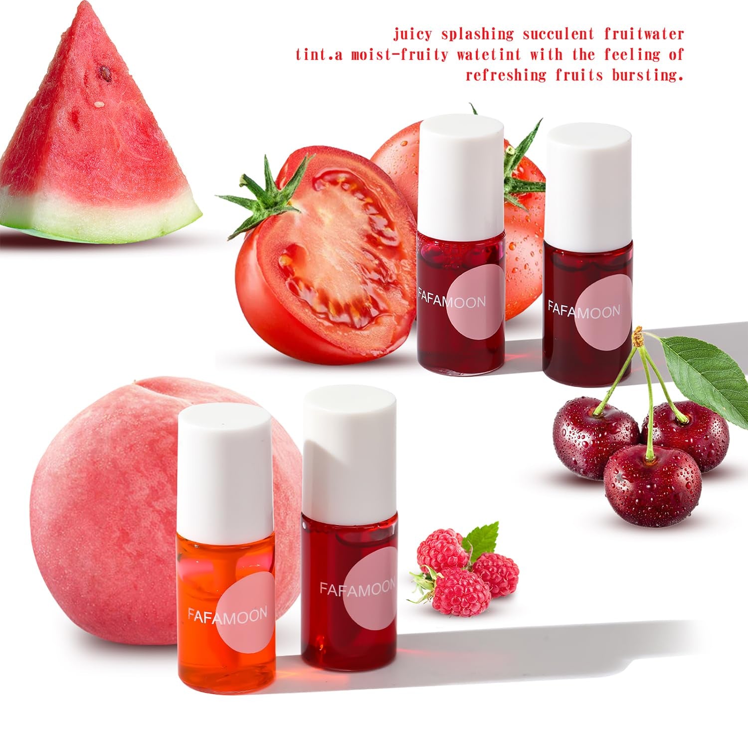 4PCS Lip Stain,Fafamoon Long Lasting Lip Gloss,Moisturizing Lip Gloss,Non Sticky Lip Stain Set,Non Sticky Lip and Cheek Tint,Korean Lip Gloss,Natural Mini Liquid Water Tint