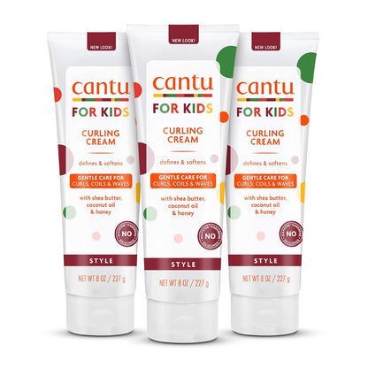 Transform Your Child's Curls with Cantu Care for Kids Curling Cream - Paraben & Sulfate-Free Shea Butter Formula, 8 Oz (Pack of 3)