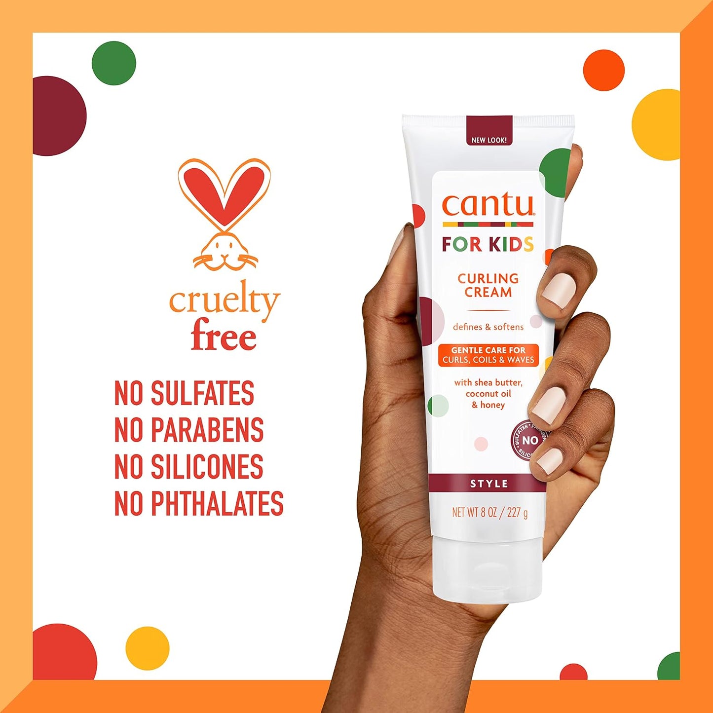 Transform Your Child's Curls with Cantu Care for Kids Curling Cream - Paraben & Sulfate-Free Shea Butter Formula, 8 Oz (Pack of 3)