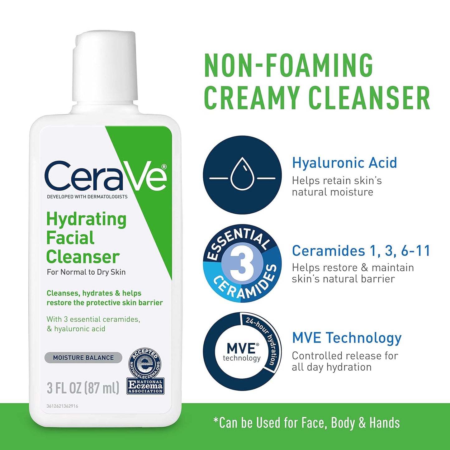 AM Face Moisturizer with SPF, PM Face Moisturizer & Hydrating Face Wash Skin Care Routine for Morning & Night | Travel Size Toiletries | 3Oz Lotion + 3Oz Lotion + 3Oz Cleanser