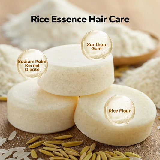 Rice Water Shampoo Bar (3 Count), Rice Water Shampoo, Rice Water for Hair Growth, Strengthens Hair, Shampoo Bars and Conditioner Set for Men & Women, Paraben-Free & Sulfate-Free