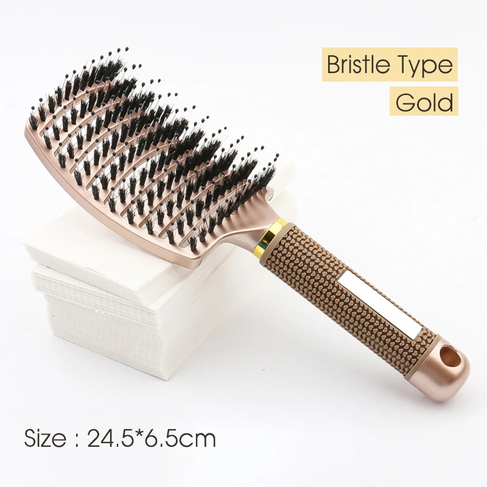 Ultimate Detangling Hair Brush - Bristle & Nylon Combo for Curly Hair, Wet Massage & Salon-Quality Styling Tools