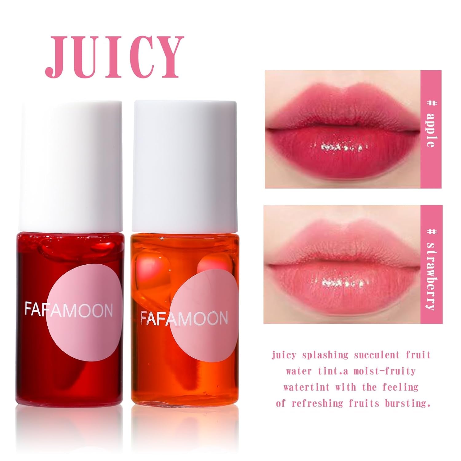4PCS Lip Stain,Fafamoon Long Lasting Lip Gloss,Moisturizing Lip Gloss,Non Sticky Lip Stain Set,Non Sticky Lip and Cheek Tint,Korean Lip Gloss,Natural Mini Liquid Water Tint