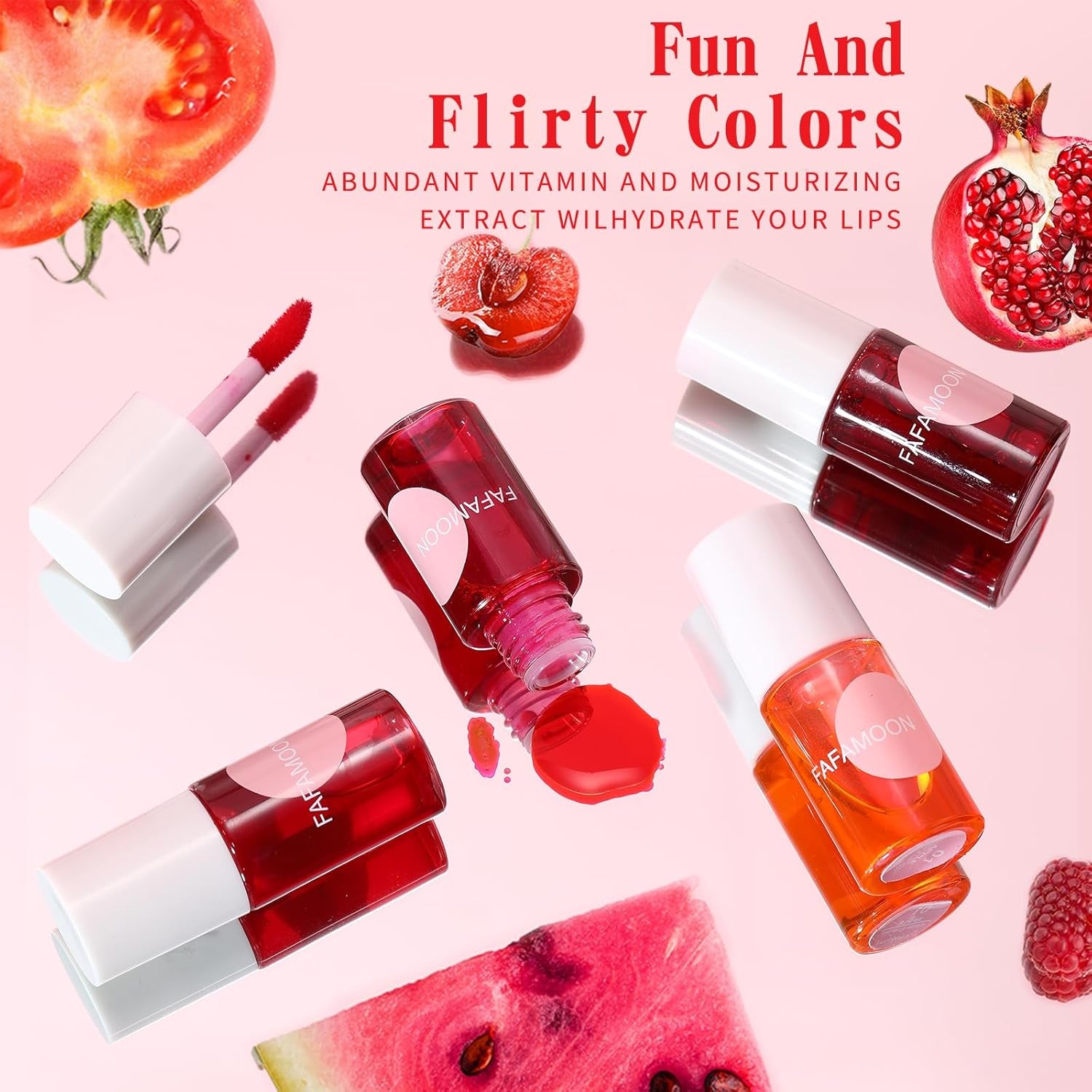 4PCS Lip Stain,Fafamoon Long Lasting Lip Gloss,Moisturizing Lip Gloss,Non Sticky Lip Stain Set,Non Sticky Lip and Cheek Tint,Korean Lip Gloss,Natural Mini Liquid Water Tint