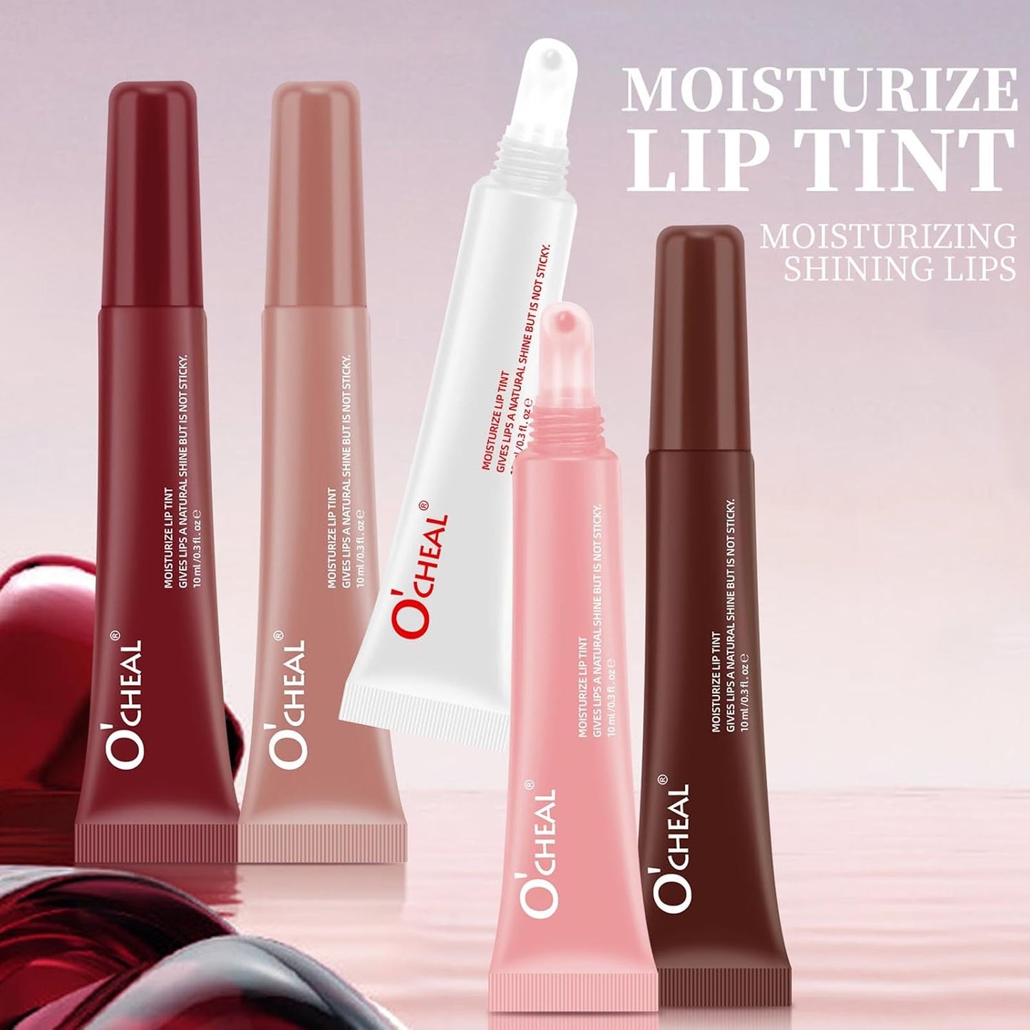 5 Color Jelly Lip Gloss Set,Moisturizing Peptide Lip Tint Pink Jelly Lip Gloss,Natural Plumping Lip Tint,Mirror Toot Lip Gloss for Women (5 Colors/Set, A)