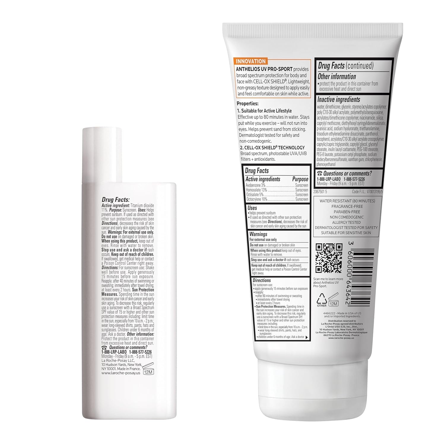 Bundle of La Roche-Posay Anthelios Tinted Sunscreen SPF 40+, Broad Spectrum SPF Zinc Oxide + La Roche Posay Anthelios UV Pro-Sport Sunscreen SPF 50, Daily Use for Body & Face