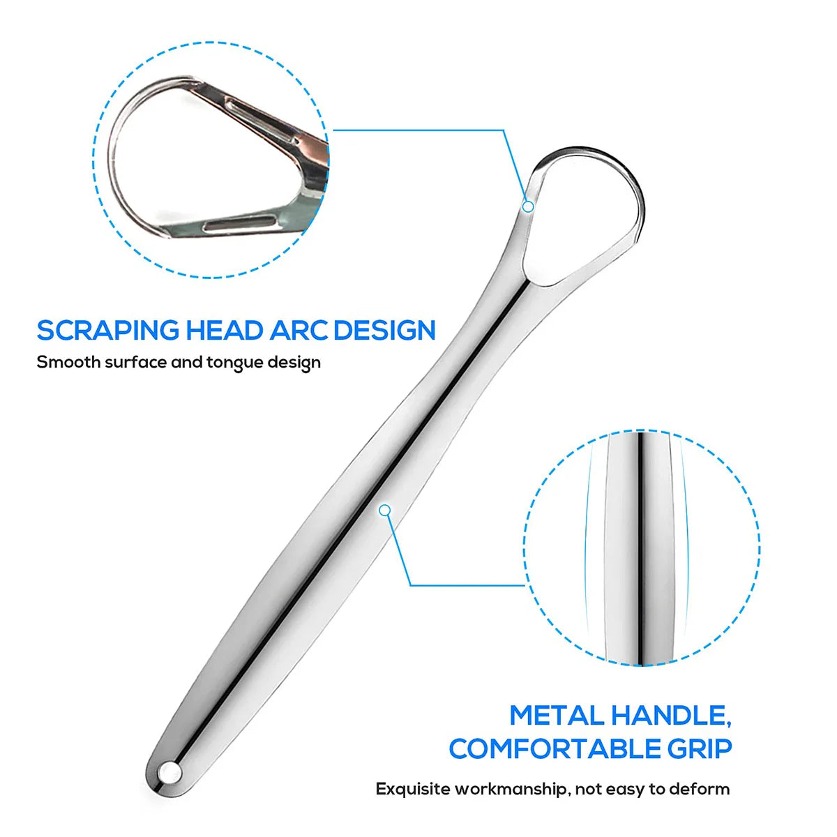 Ultimate Stainless Steel Tongue Scraper – Portable Oral Hygiene Tool for Fresh Breath & Clean Tongue for All Ages