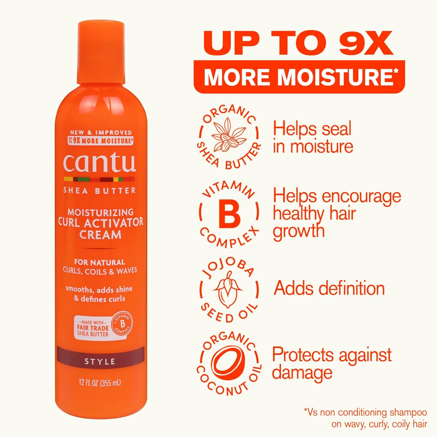 Shea Butter for Natural Hair Moisturizing Curl Activator Cream, 12 Fl Oz