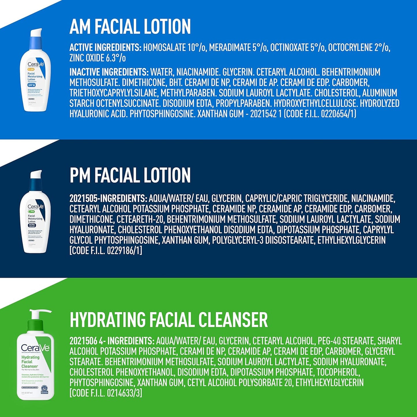 AM Face Moisturizer with SPF, PM Face Moisturizer & Hydrating Face Wash Skin Care Routine for Morning & Night | Travel Size Toiletries | 3Oz Lotion + 3Oz Lotion + 3Oz Cleanser
