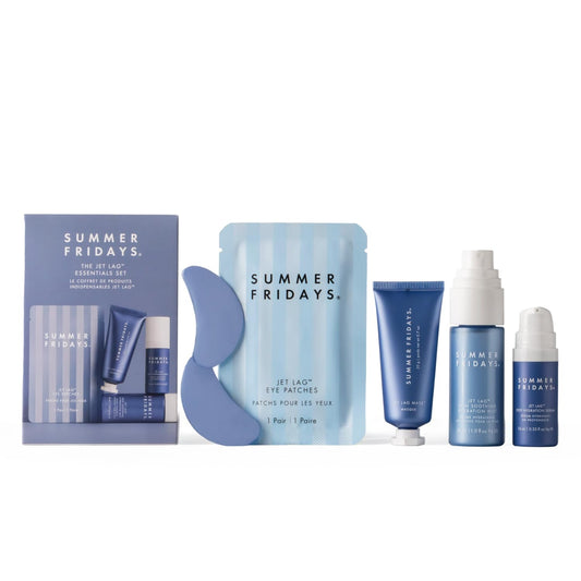 Jet Lag™ Essentials - Mini Hydrating Skin Care Set with Jet Lag™ Mask, Eye Patches, Deep Hydration Face Serum & Hydration Mist - Travel Size Skincare Kit & Gift Set (4 Count)