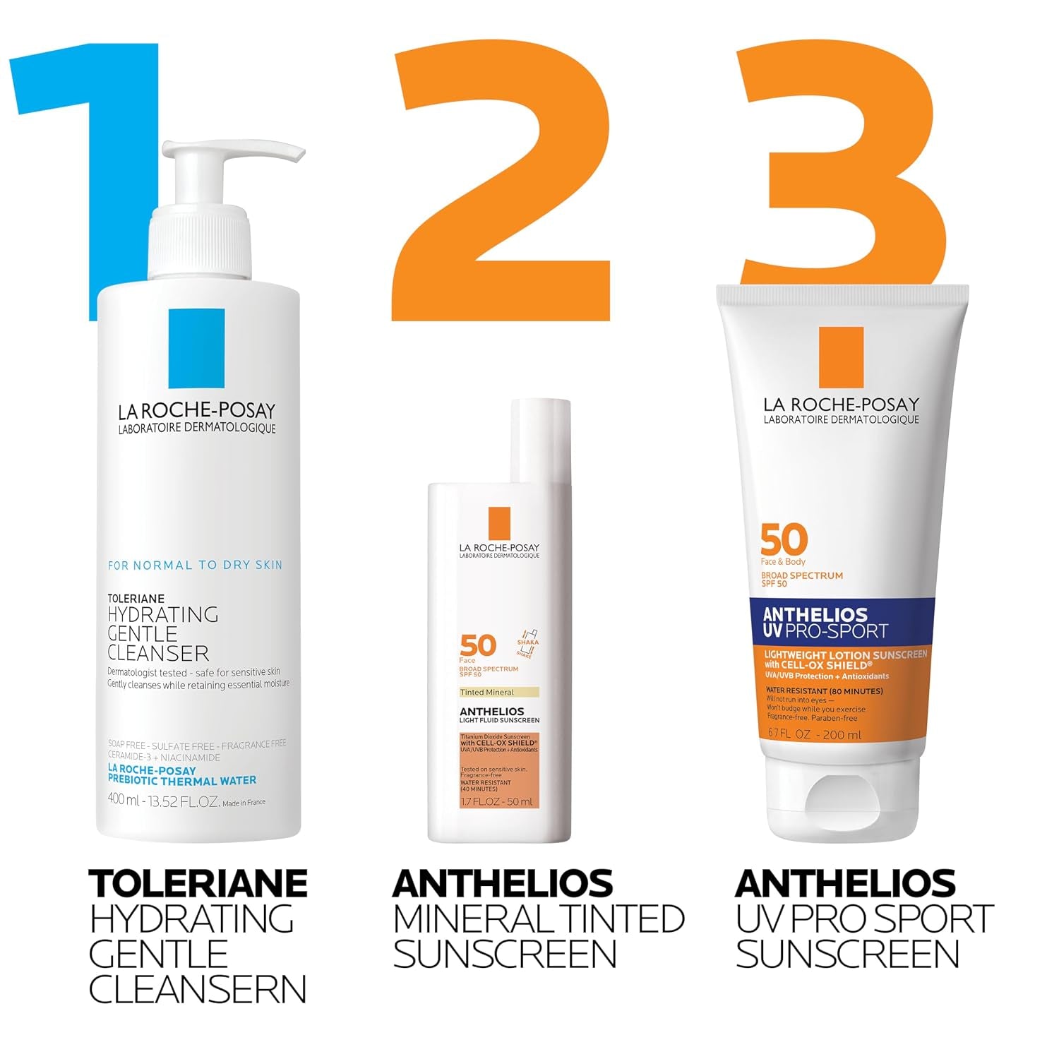 Bundle of La Roche-Posay Anthelios Tinted Sunscreen SPF 40+, Broad Spectrum SPF Zinc Oxide + La Roche Posay Anthelios UV Pro-Sport Sunscreen SPF 50, Daily Use for Body & Face