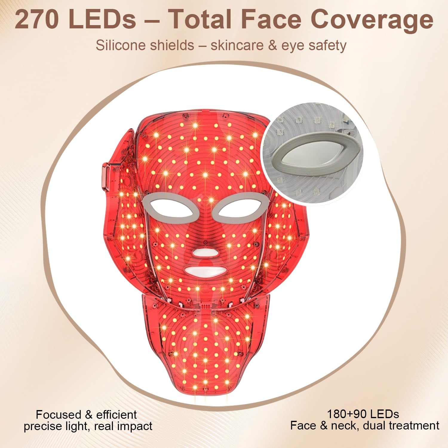 7-Color LED Facial Mask, Red Light Therapy for Face and Neck, At-Home Beauty Device