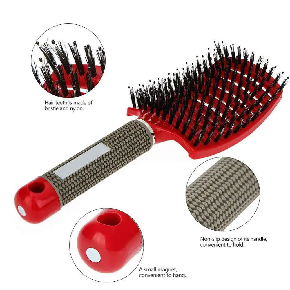 Ultimate Detangling Hair Brush - Bristle & Nylon Combo for Curly Hair, Wet Massage & Salon-Quality Styling Tools