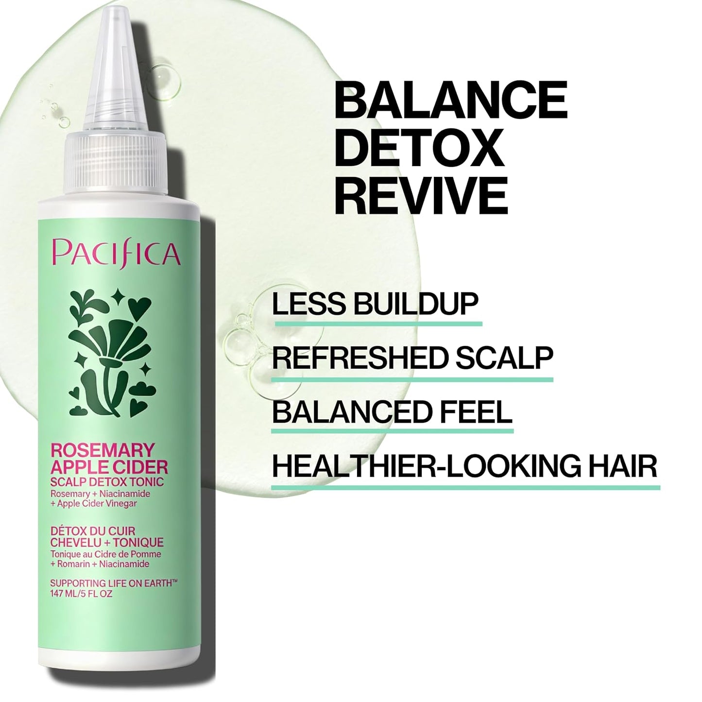 Scalp Detox Tonic – Scalp Exfoliator with Glycolic & Salicylic Acid for Clarifying Build up & Purifying – Infused with Rosemary to Support an Itchy, Dry Head – Vegan & Cruelty-Free – 5 Oz
