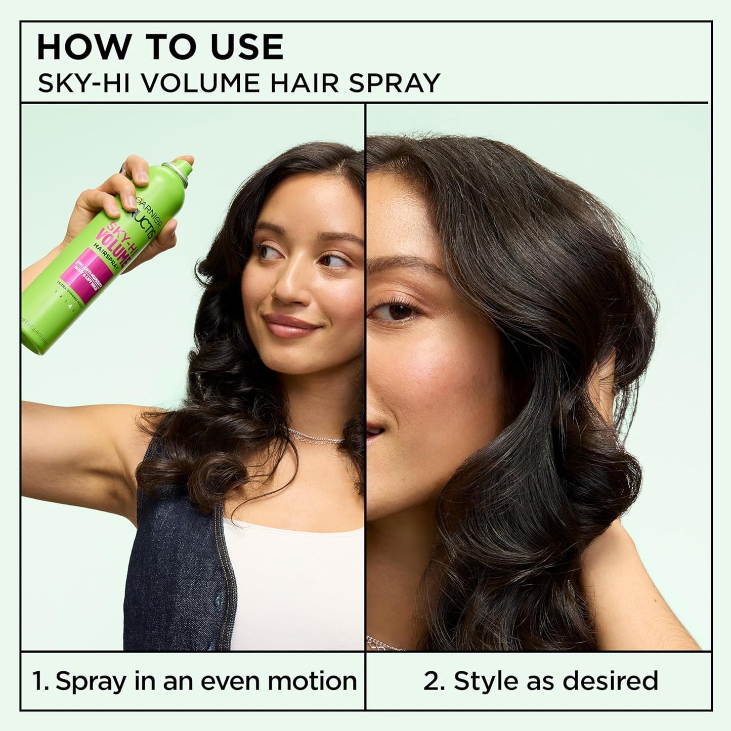 Garnier Fructis Sky-Hi Volume Hairspray, Anti-Humidity Volumizing Spray with Bamboo Extract, Provides 24-Hour of Flexible Hold and Frizz Control, 8.25 Oz, 2 Count (Packaging May Vary)